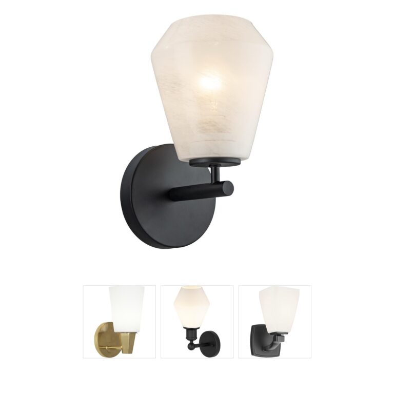 Artcraft Brooke 1-Light Wall Sconce with Wispy White Glass in Black