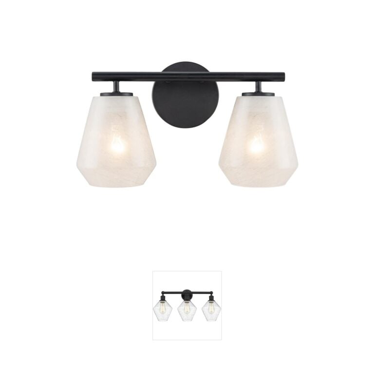 Artcraft Brooke 2-Light Black Bathroom Vanity with Wispy White Glass