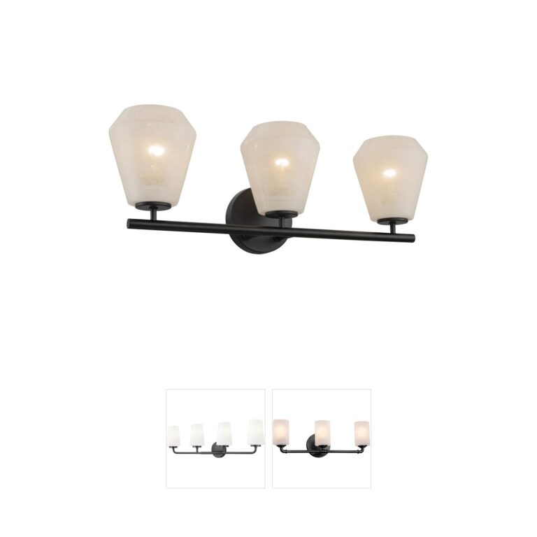 Artcraft Brooke 3-Light Black Vanity with Wispy White Glass