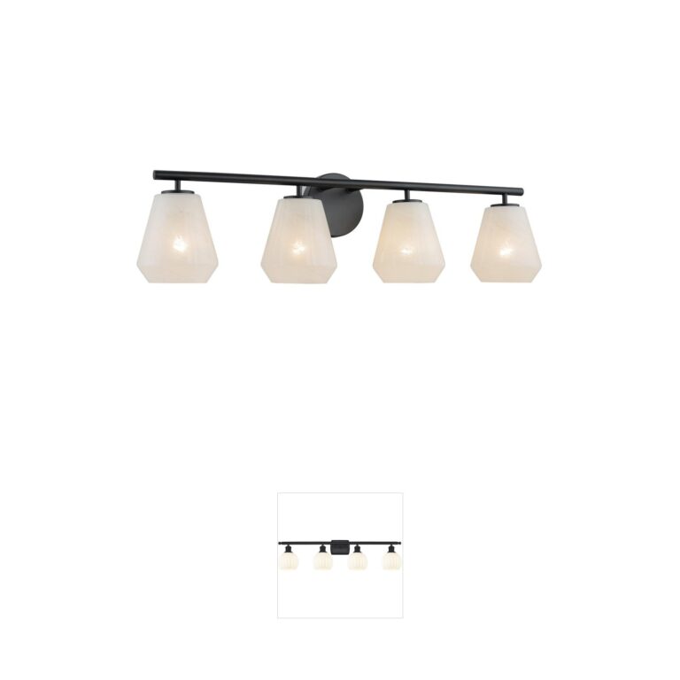 Artcraft Lighting Brooke 4-Light Black Vanity Light with Wispy White Glass
