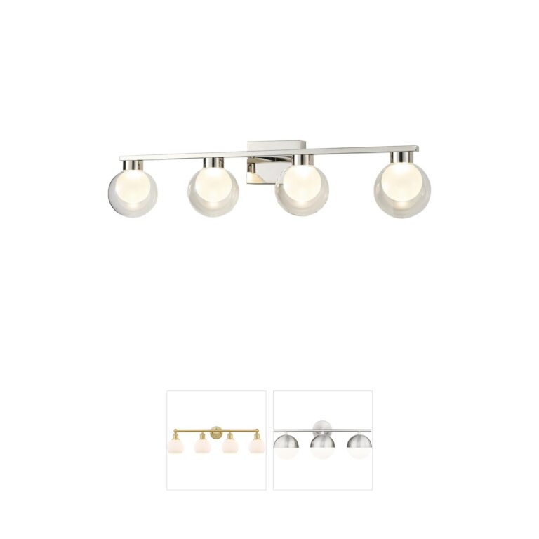Artcraft Colton 4-Light Polished Nickel LED Vanity with Dual Glass Shades