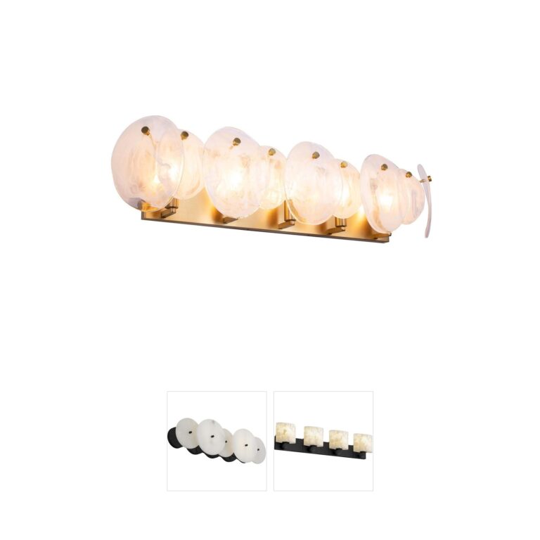Artcraft Lily 5-Light Brushed Brass Vanity with Wispy White Murano Style Glass