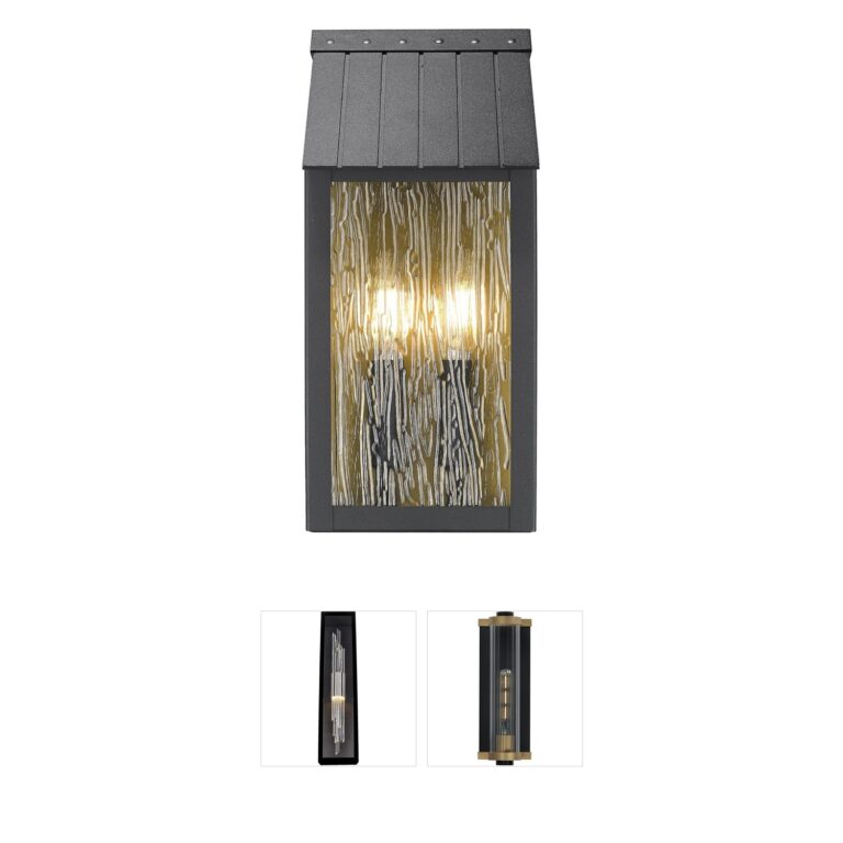 Artcraft Lighting Point Black & Brass Outdoor Wall Sconce with Rain Glass