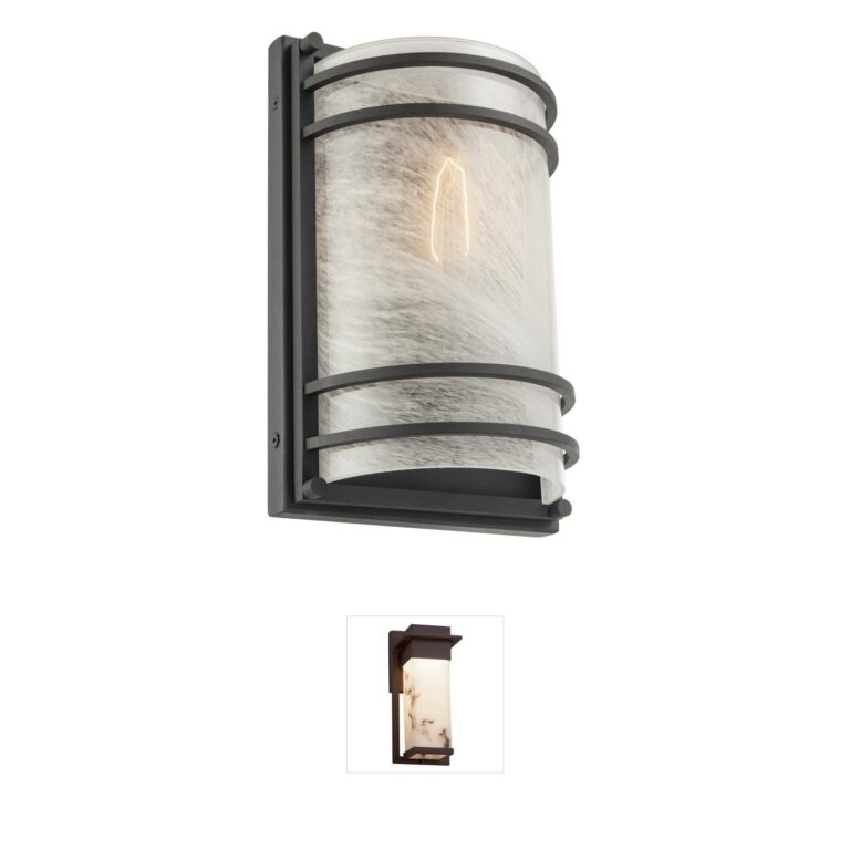 Artcraft Keswick Black Metal & Swirl Glass Outdoor Wall Sconce