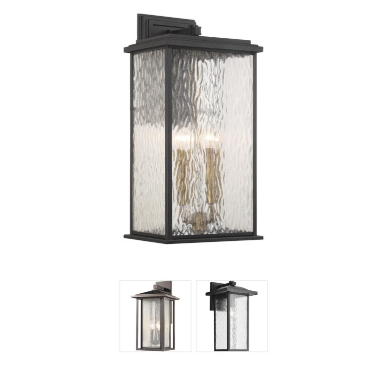 Artcraft Estate 4-Light Black and Brass Outdoor Wall Sconce with Rain Glass