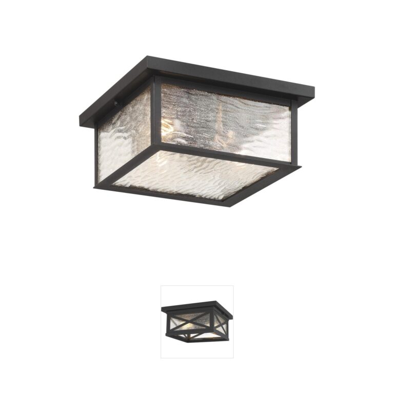 Artcraft Lighting Estate Black Brass Outdoor Flush Mount with Rain Glass