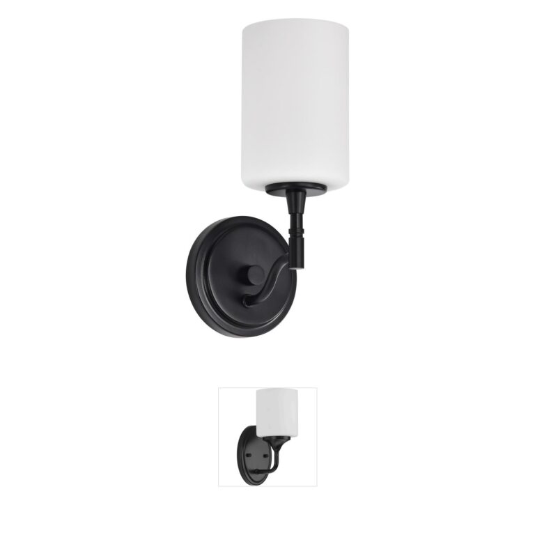 Nuvo Lighting Liam Matte Black Steel & Opal Glass Vanity Light