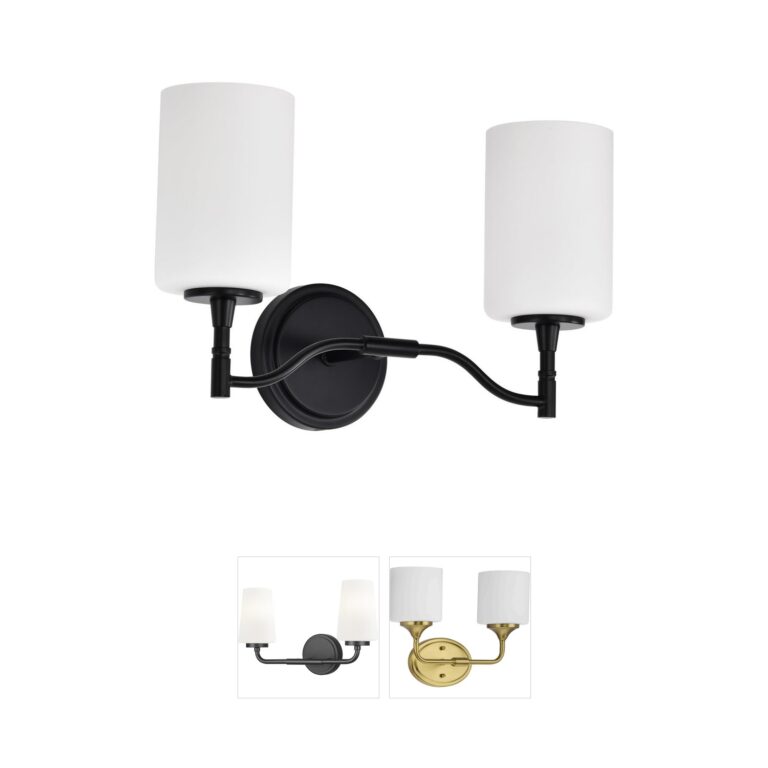Nuvo Liam 2-Light Matte Black Vanity with White Opal Glass