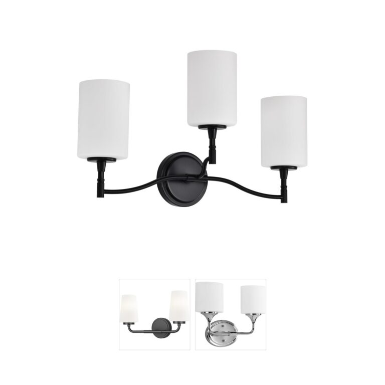 Nuvo Liam 3-Light Matte Black Vanity with White Opal Glass