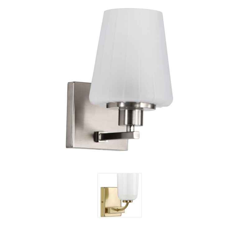 Nuvo Lune 1-Light Brushed Nickel Vanity with Etched White Glass