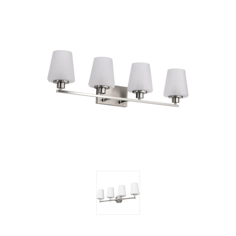Nuvo Lighting Lune 4-Light Brushed Nickel Vanity with Etched White Glass