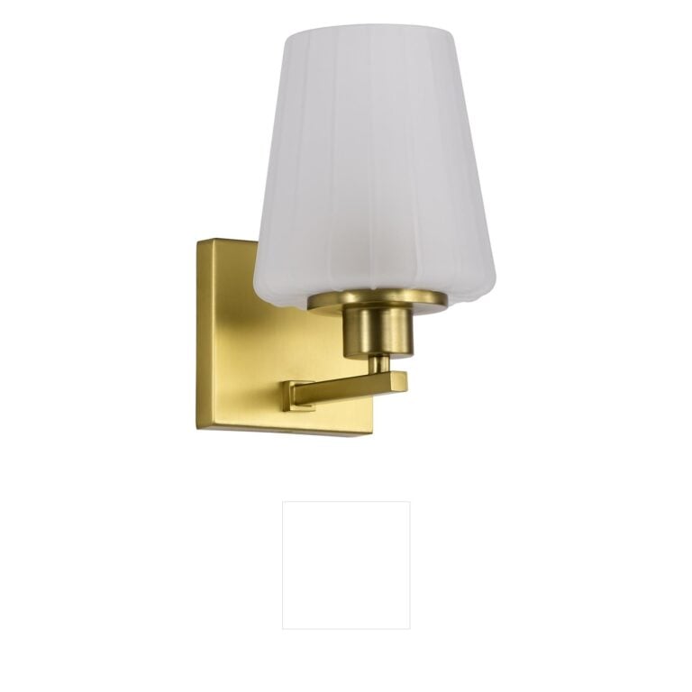 Nuvo Lune 1-Light Vintage Brass Vanity with Etched White Glass