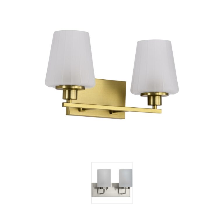 Nuvo Lune Vintage Brass 2-Light Steel & Glass Vanity Light