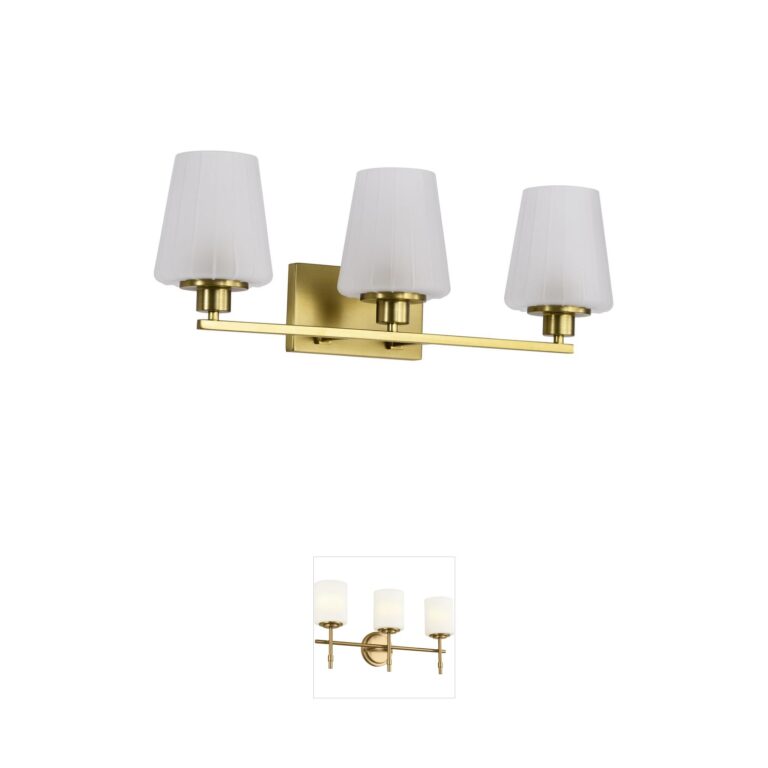 Nuvo Lighting Lune 3-Light Vintage Brass Vanity with Etched White Glass