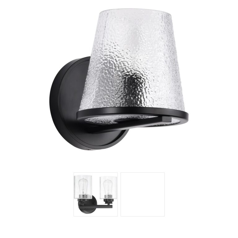 Nuvo Lighting Valentine Black Steel & Hammered Glass 1-Light Vanity