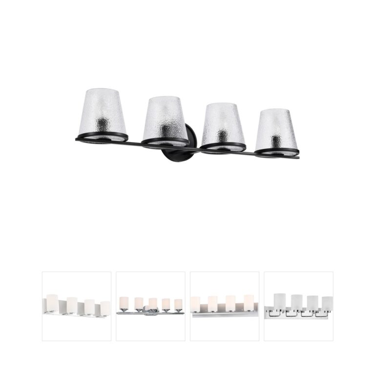 Nuvo Valentine Black Steel & Hammered Glass 4-Light Vanity Light