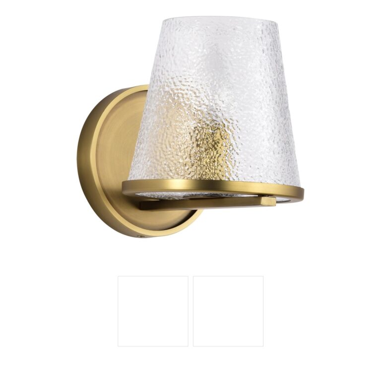 Nuvo Valentine 1-Light Vintage Brass Vanity with Hammered Glass