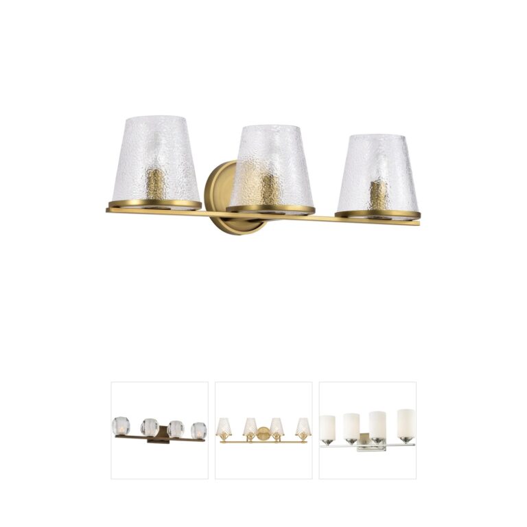 Nuvo Lighting Valentine Vintage Brass 3-Light Vanity with Hammered Glass