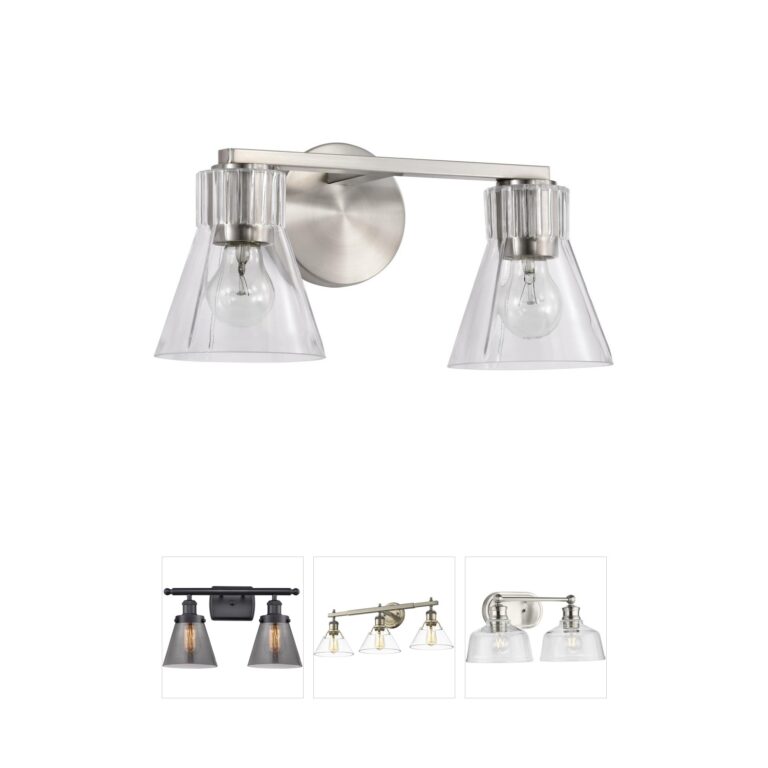 Nuvo Gianna Brushed Nickel and Clear Glass 2-Light Vanity