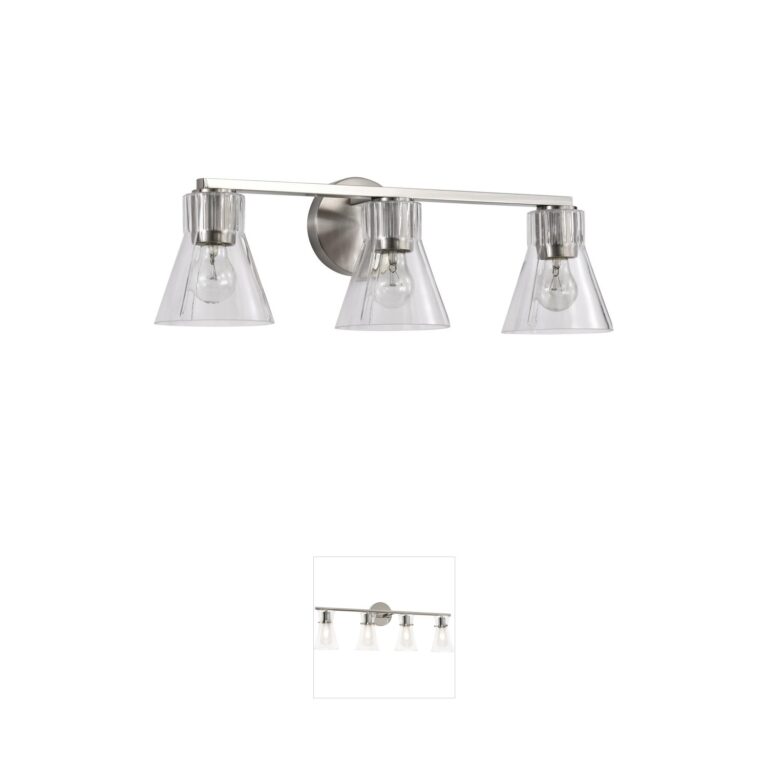 Nuvo Gianna Brushed Nickel Steel & Clear Glass 3-Light Vanity Light