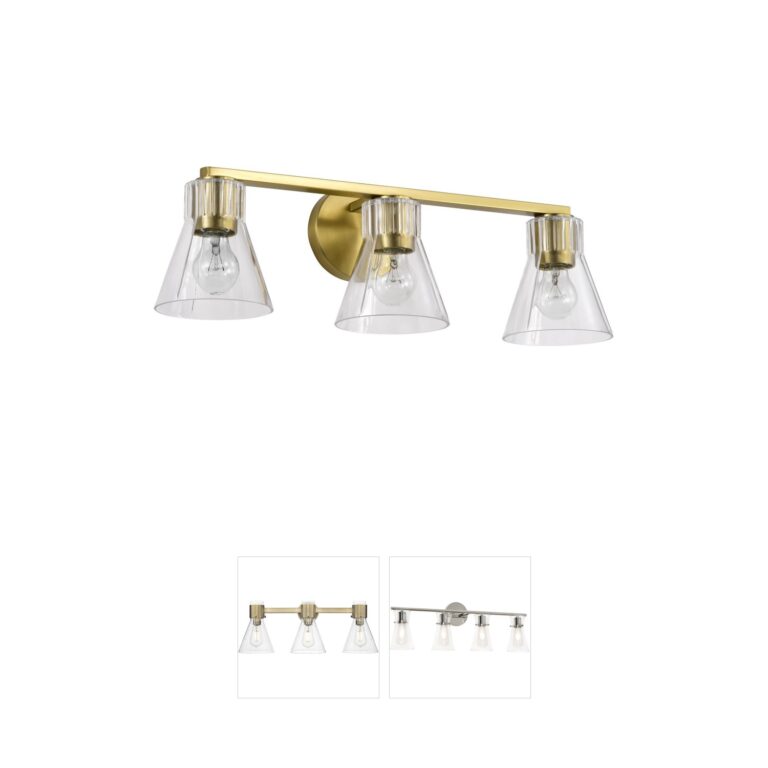 Nuvo Gianna 3-Light Vintage Brass Vanity Light with Clear Glass