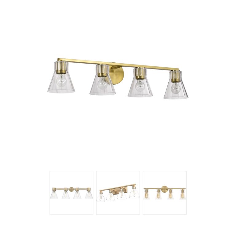 Nuvo Gianna 4-Light Vintage Brass Vanity with Clear Glass