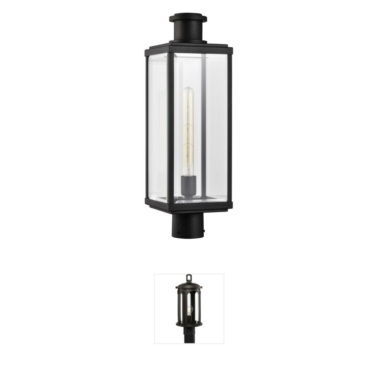 Nuvo Luca Sand Black Outdoor Post Lantern with Clear Beveled Glass
