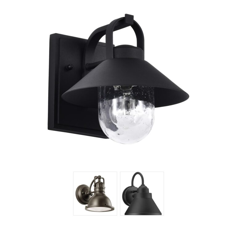 Nuvo Ridge Black Outdoor Wall Lantern with Clear Seeded Glass