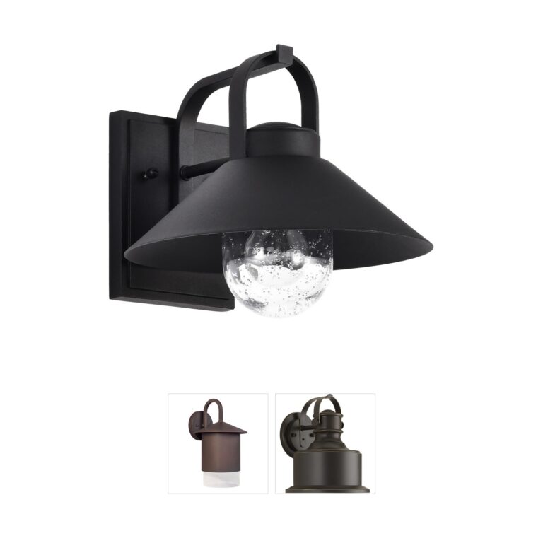 Nuvo Ridge Black Outdoor Wall Lantern with Clear Seeded Glass