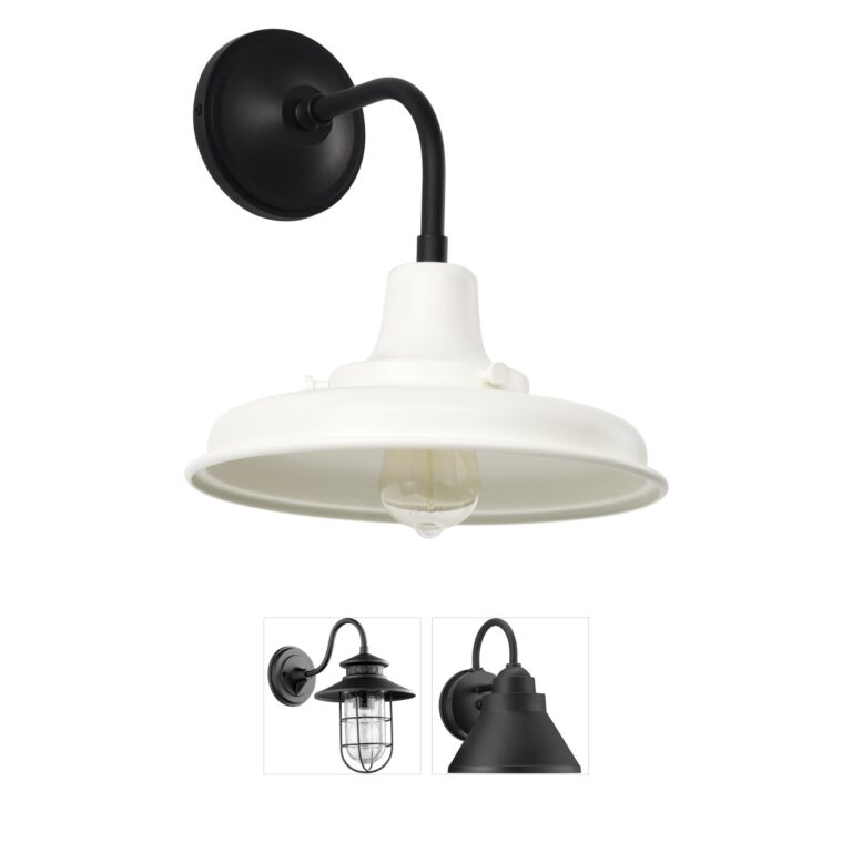 Nuvo Morris Black Aluminum Outdoor Wall Lantern with White Shade