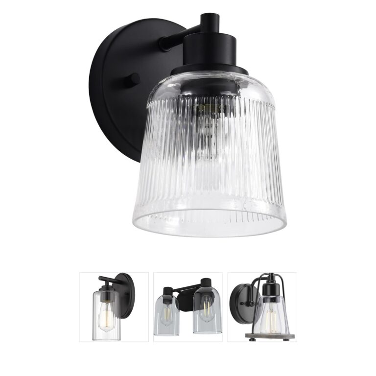 Nuvo Grayson Matte Black Ribbed Glass 1-Light Vanity