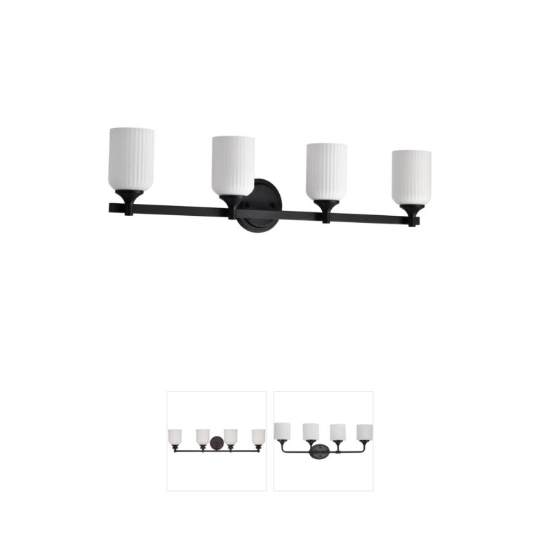 Nuvo Solara 4-Light Matte Black Steel Vanity Light with Frosted Ribbed Glass