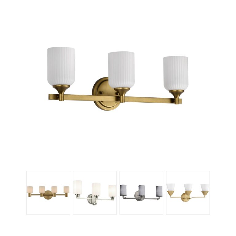 Nuvo Solara 3-Light Natural Brass Vanity with Frosted Ribbed Glass
