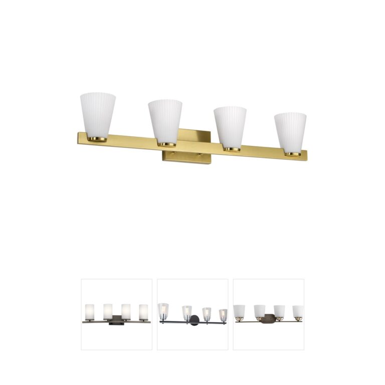 Nuvo Lighting Royale 4-Light Burnished Brass Ribbed Glass Vanity Light