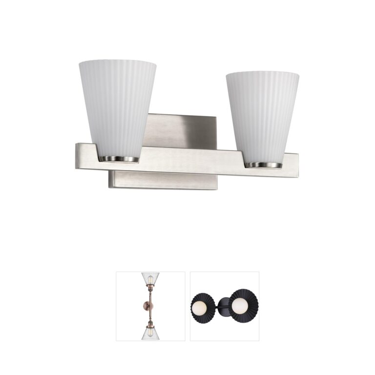 Nuvo Royale 2-Light Brushed Nickel Vanity with Ribbed White Glass