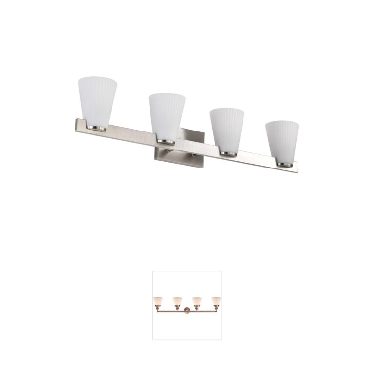 Nuvo Royale 33.5" Brushed Nickel 4-Light Vanity with Ribbed White Glass