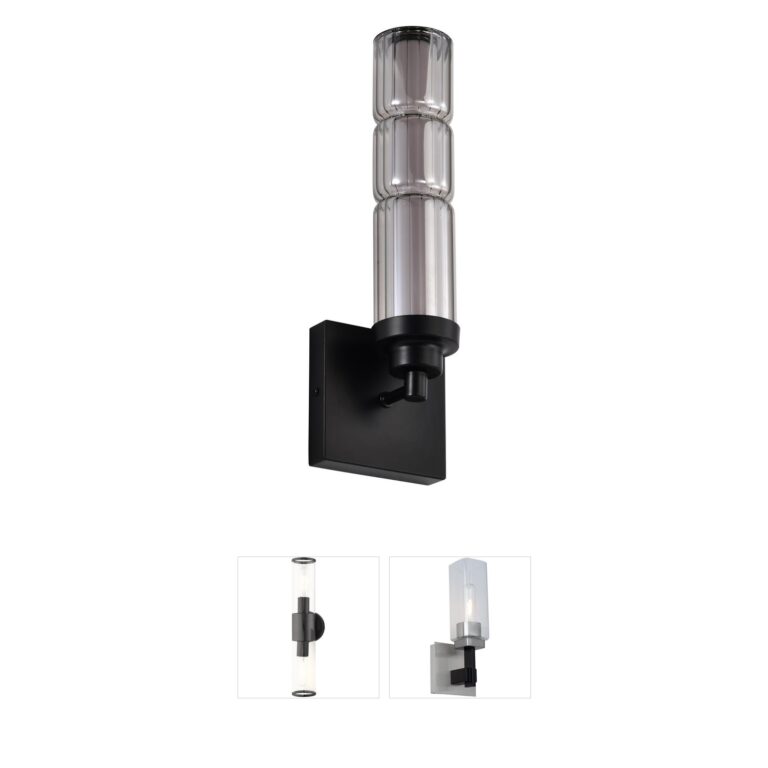 Nuvo Lighting Evander Matte Black Smoked Glass LED Sconce