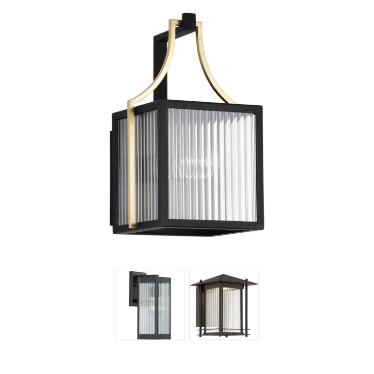 Nuvo Lighting Holden Black and Gold Outdoor Wall Lantern with Clear Glass