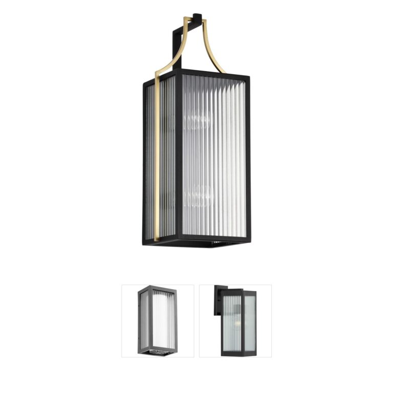 Nuvo Holden Large Black and Gold Outdoor Wall Lantern