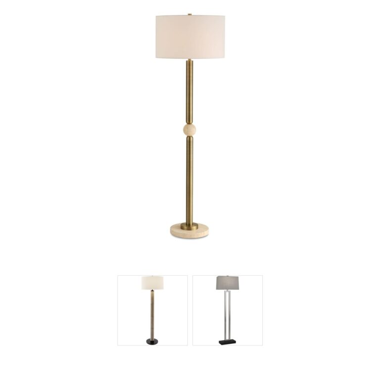 Uttermost Hudson Gold and Travertine Floor Lamp