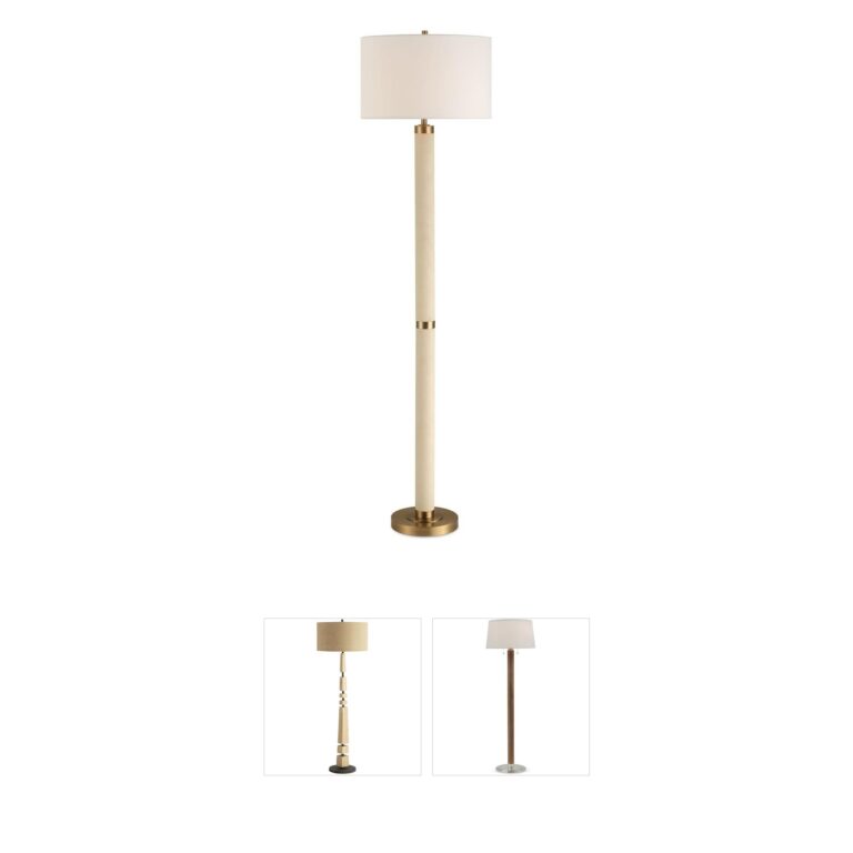 Uttermost Wessex Antique Brushed Brass and Faux Shagreen Floor Lamp