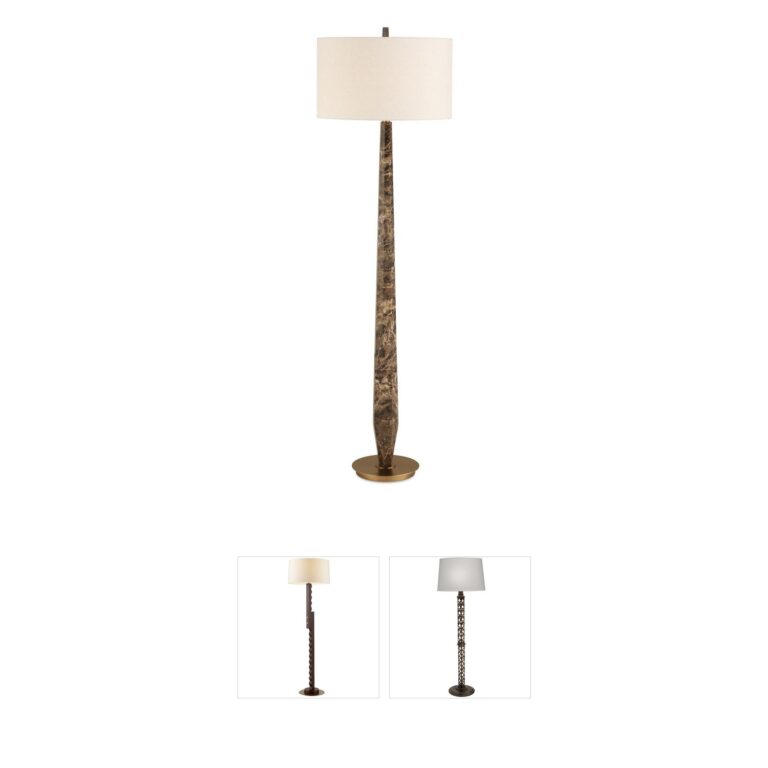 Uttermost Tyree Brown Marble and Brass Floor Lamp