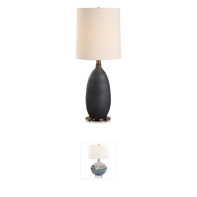 Uttermost Bower Antique Brass and Black Glaze Ceramic Table Lamp