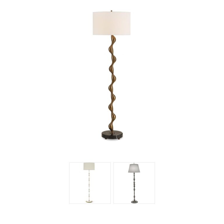 Uttermost Remolino Warm Bronze and Black Marble Floor Lamp