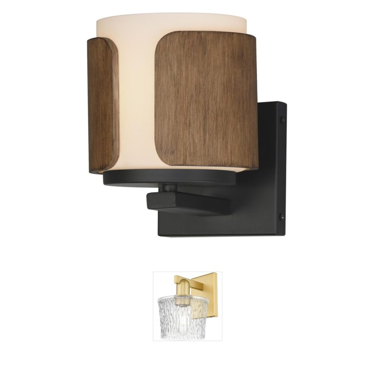 Maxim Lighting Draughtsman Walnut and Black Wall Sconce with Satin White Glass