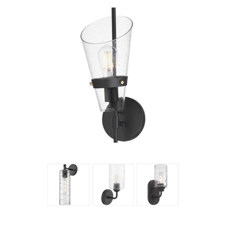Maxim Lighting Finch Seedy Glass Wall Sconce in Dark Bronze and Antique Brass