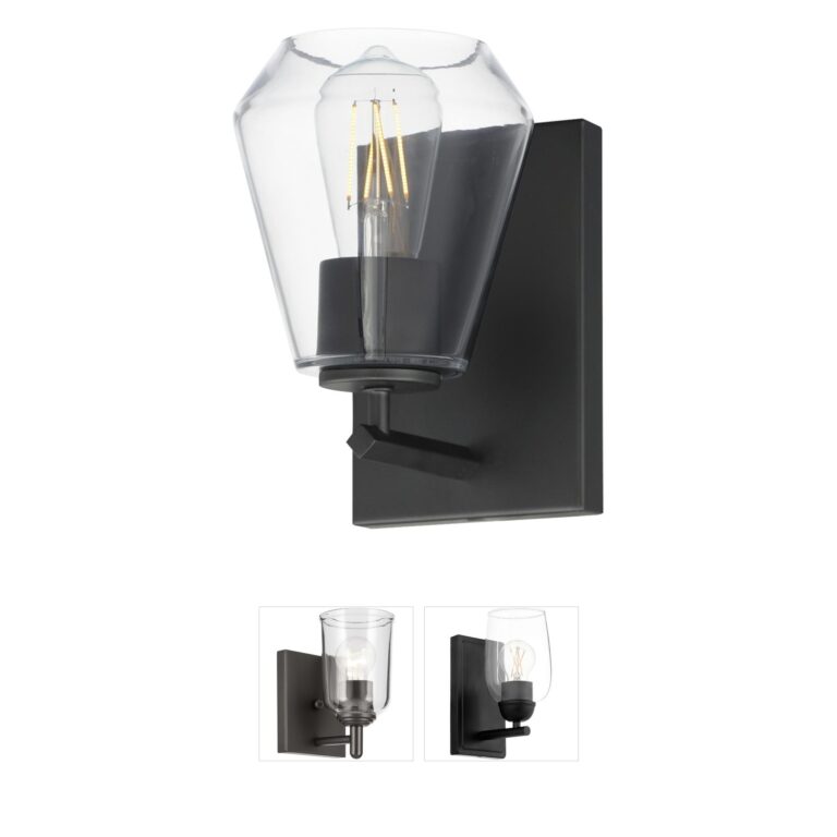 Maxim Lighting Geode Black Steel and Clear Glass Wall Sconce