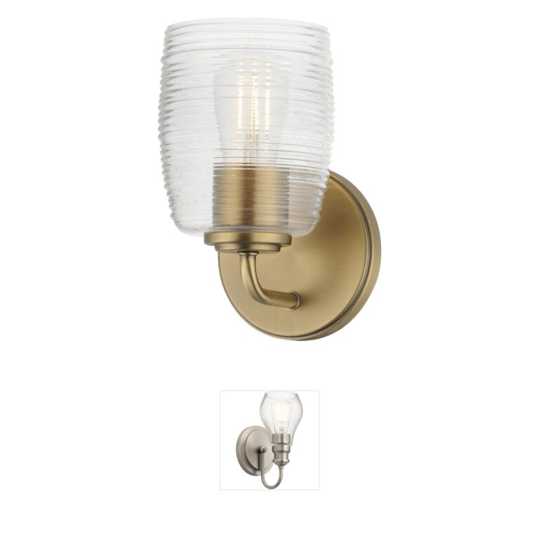 Maxim Lighting Honey Clear Ribbed Glass Wall Sconce with Natural Aged Brass Finish