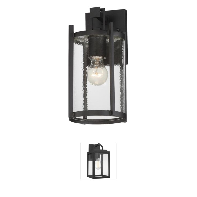 Maxim Lighting Belfry 1-Light Black Hammer Glass Outdoor Wall Sconce