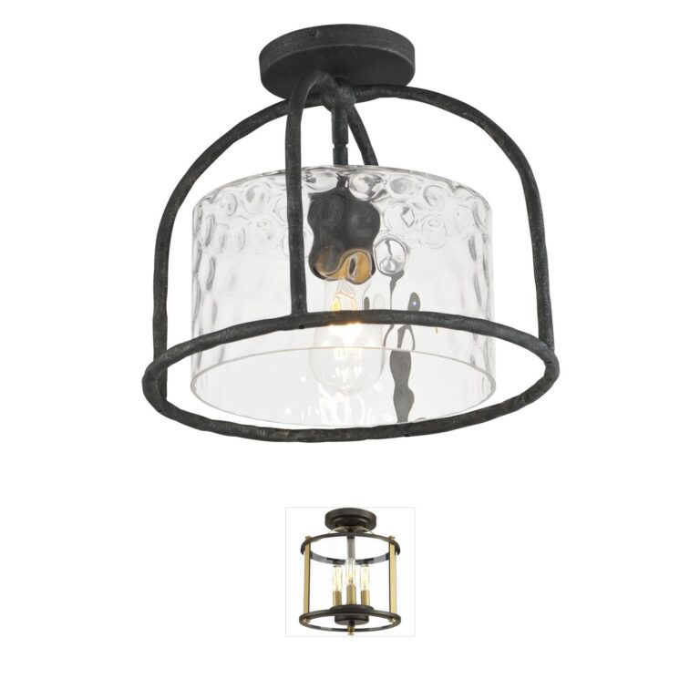 Maxim Lighting Del Mar Blacksmith Water Glass Outdoor Semi-Flush Pendant